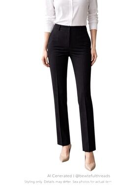 Minimalist Tailored Black Dress Pants Straight Leg Office Chic M